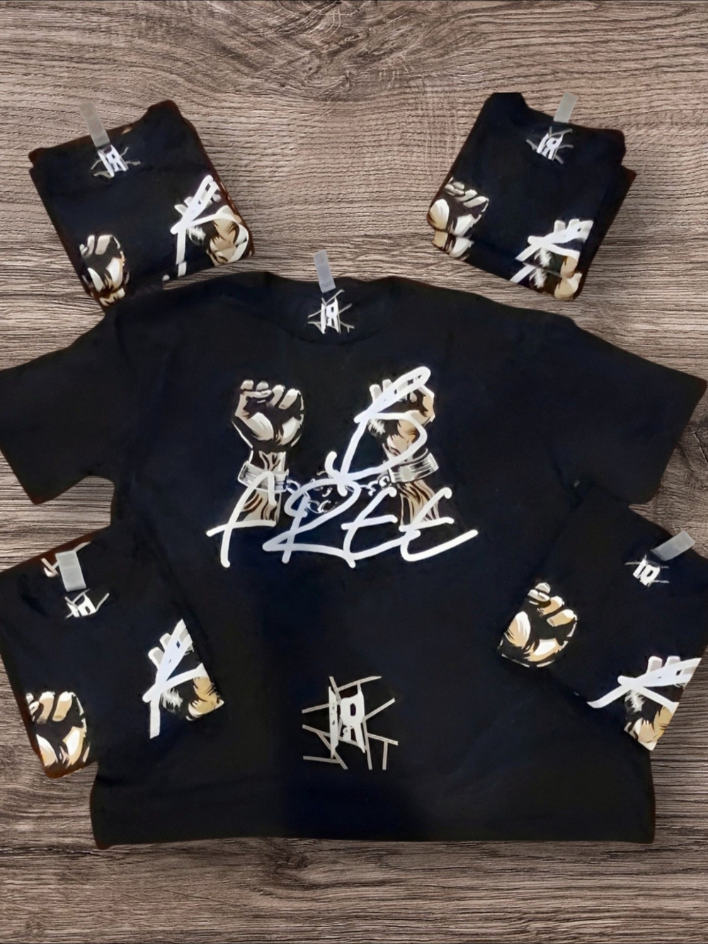 Black Graphic Tee with B Free Artwork Design